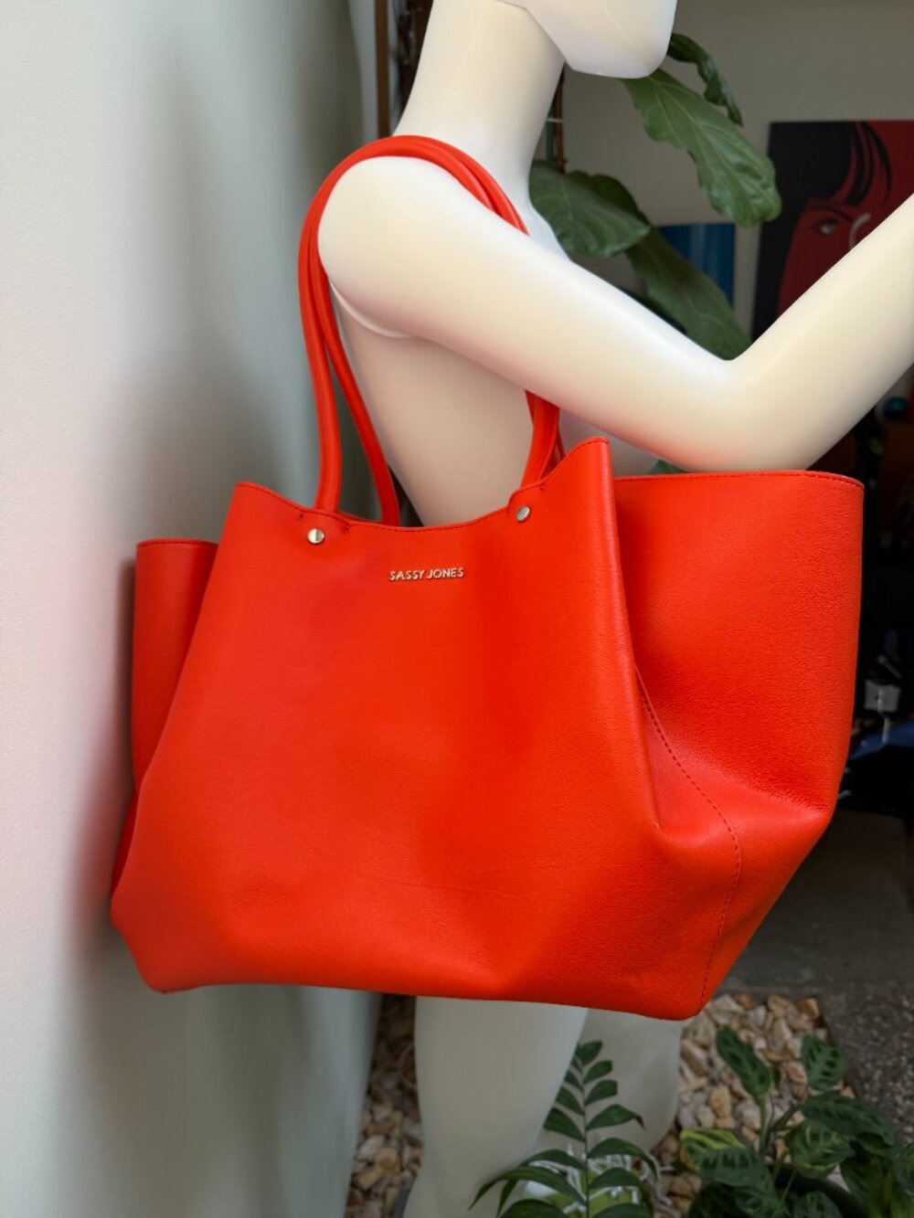 SASSY JONES Vibrant Tangerine Orange Tote